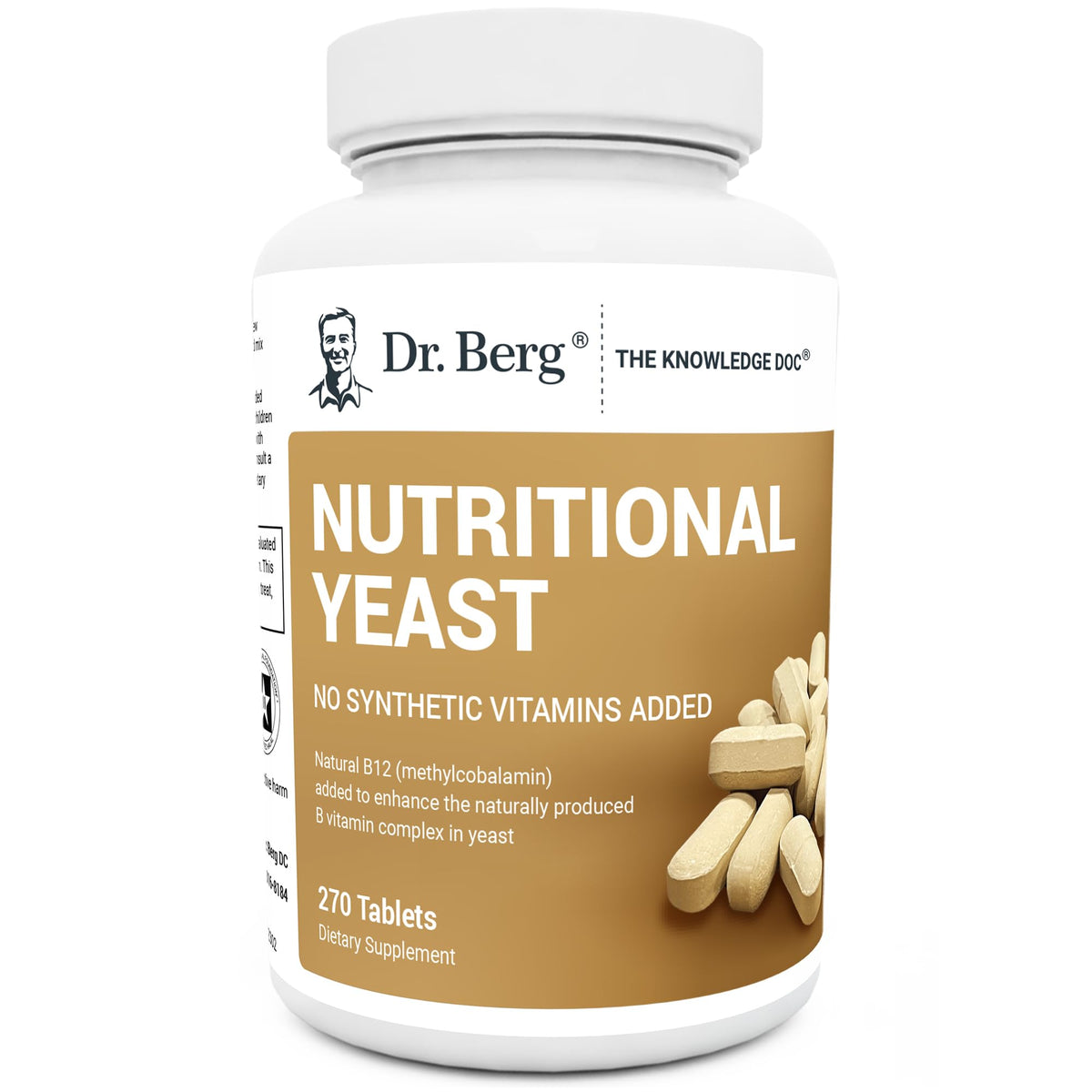 Dr. Berg Nutritionals yeast tablets with vanilla flavor in packaging for daily use