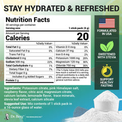 Dr. Berg pink Himalayan salt minerals shown for electrolyte balance.