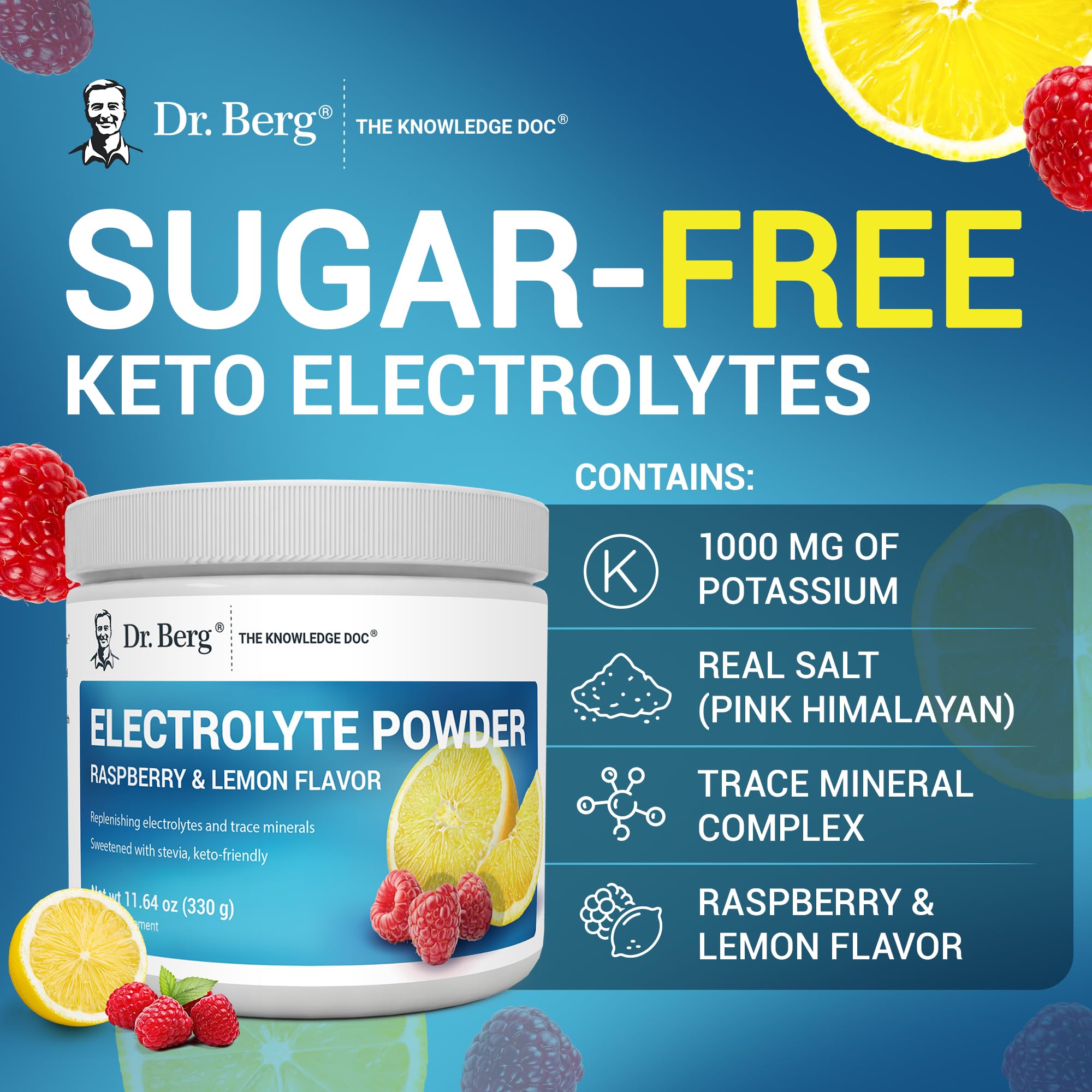 Nutrition label highlights 1000 mg potassium and pink Himalayan salt.