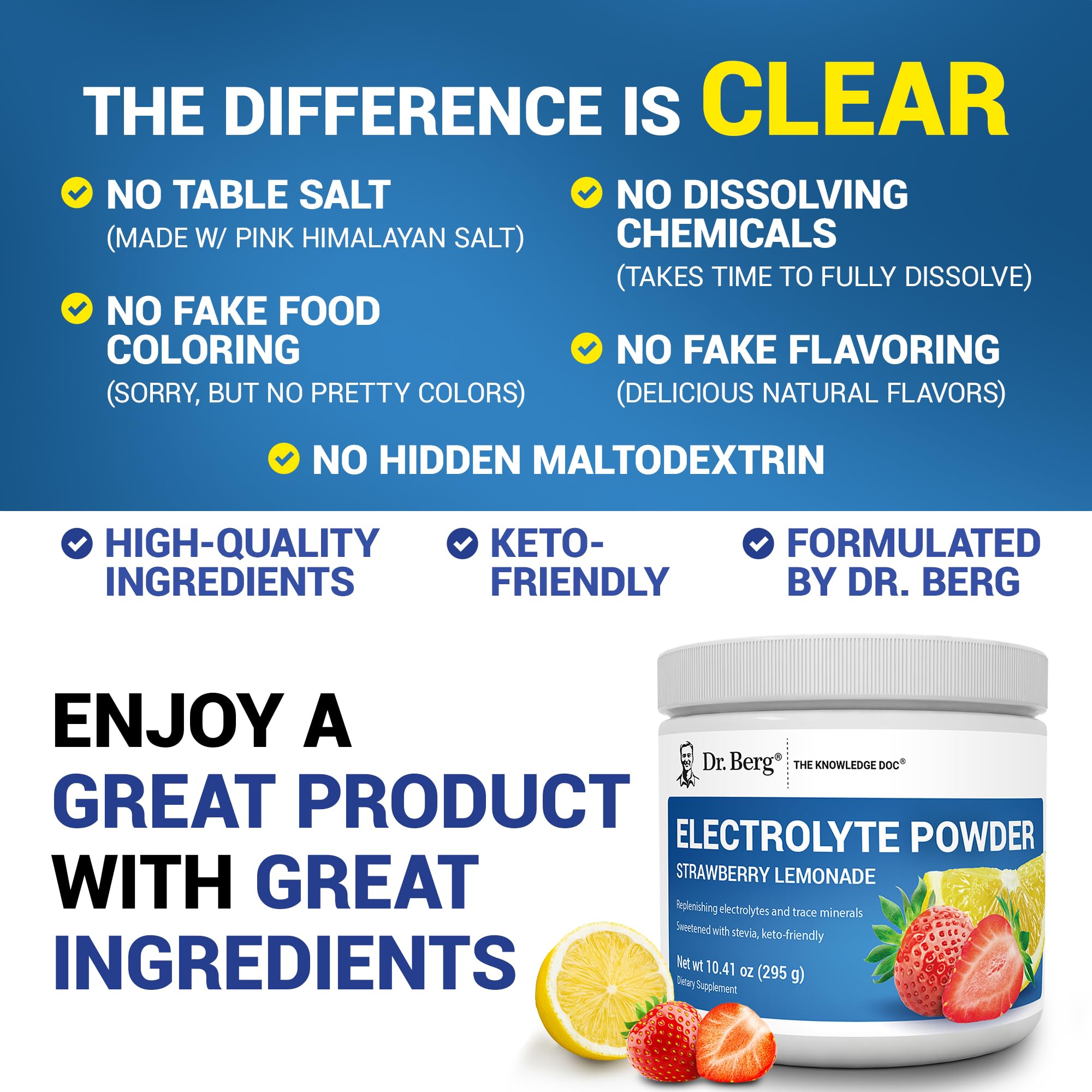 Dr. Berg powder dissolving quickly in water with no added fillers