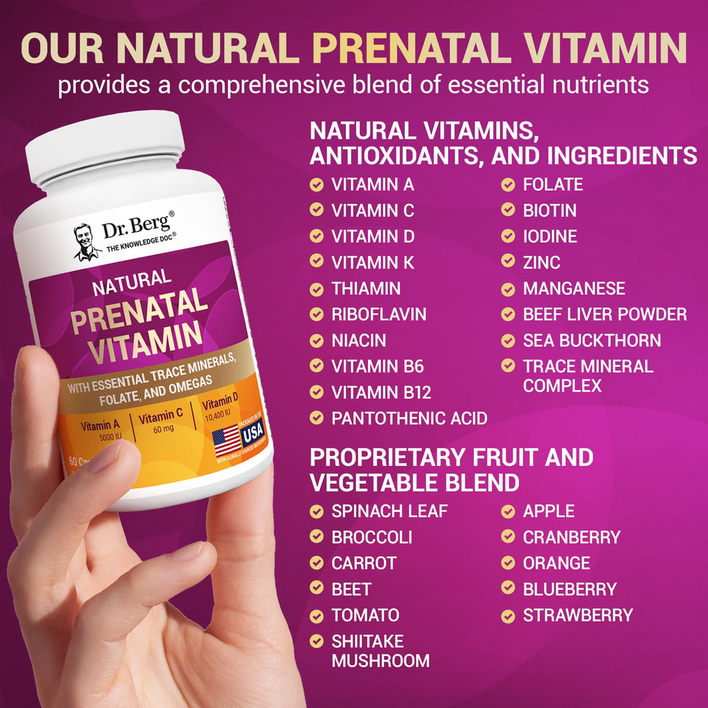Dr. Berg Prenatal easy-swallow capsules ready for daily use.