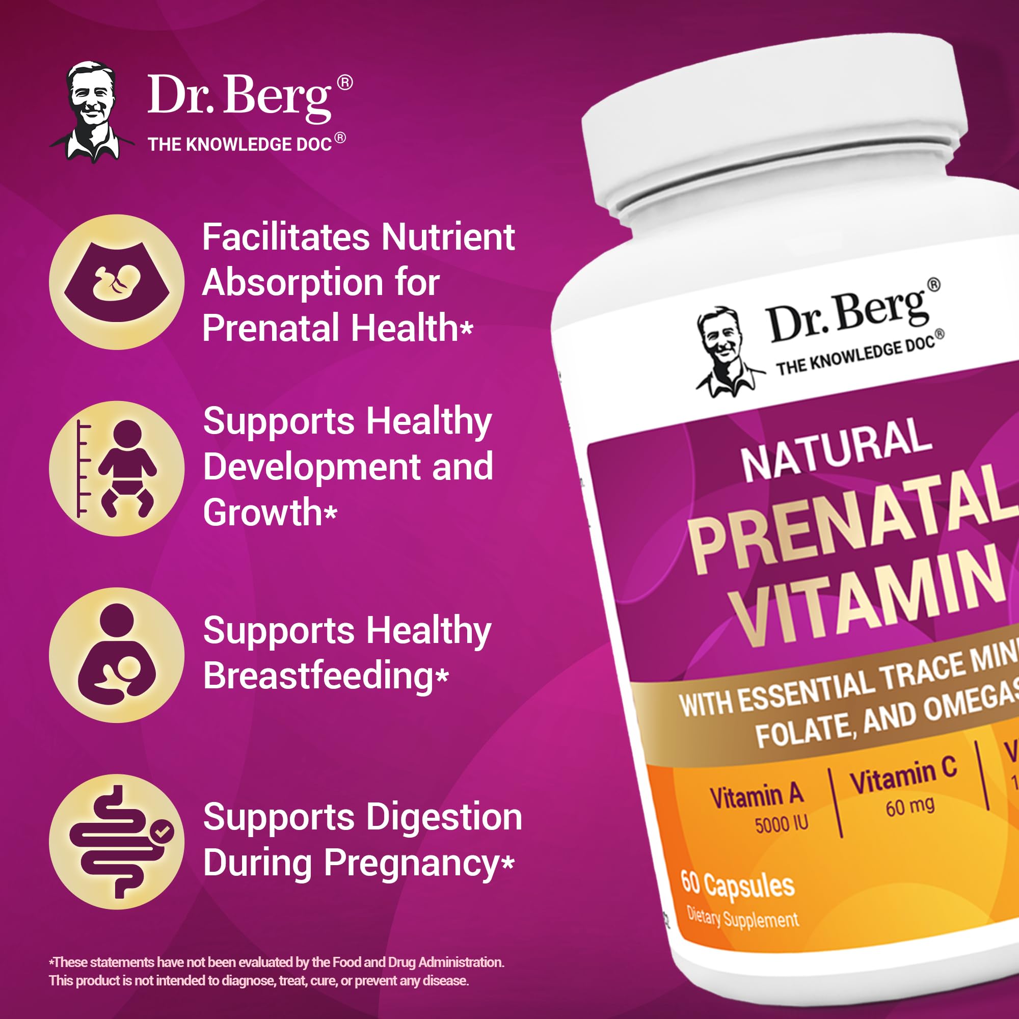 Dr. Berg Prenatal packaging on a clean counter for easy access.