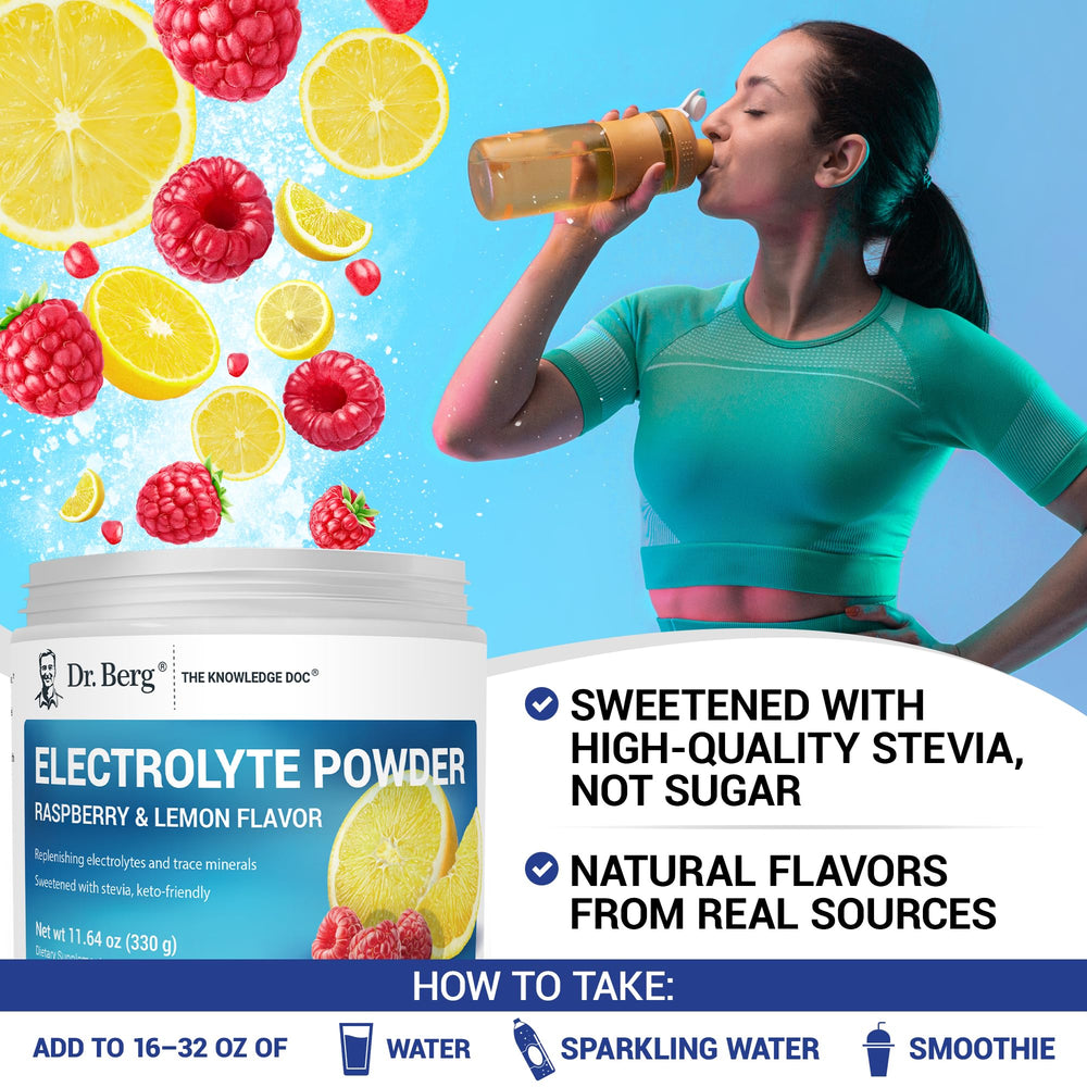 Raspberry Lemon flavor illustration highlights refreshing hydration option.