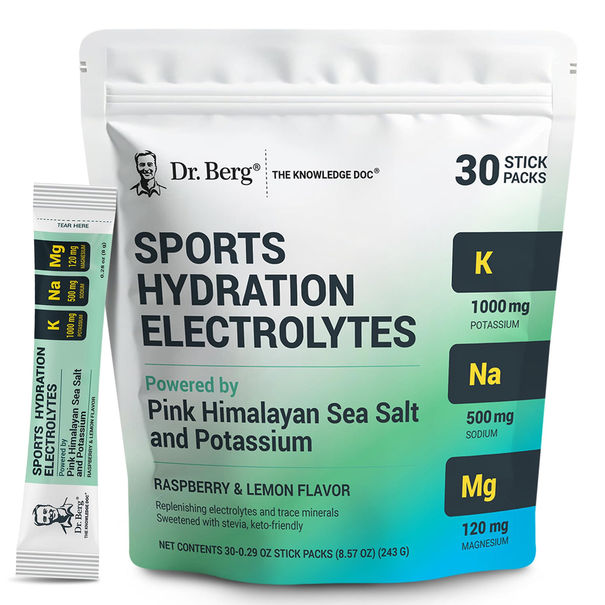 Dr. Berg Sports Hydration powder single-serve packet for workouts and quick electrolyte top-ups.