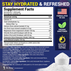 Stirring Dr. Berg Electrolyte Packets into a glass of water for flavor