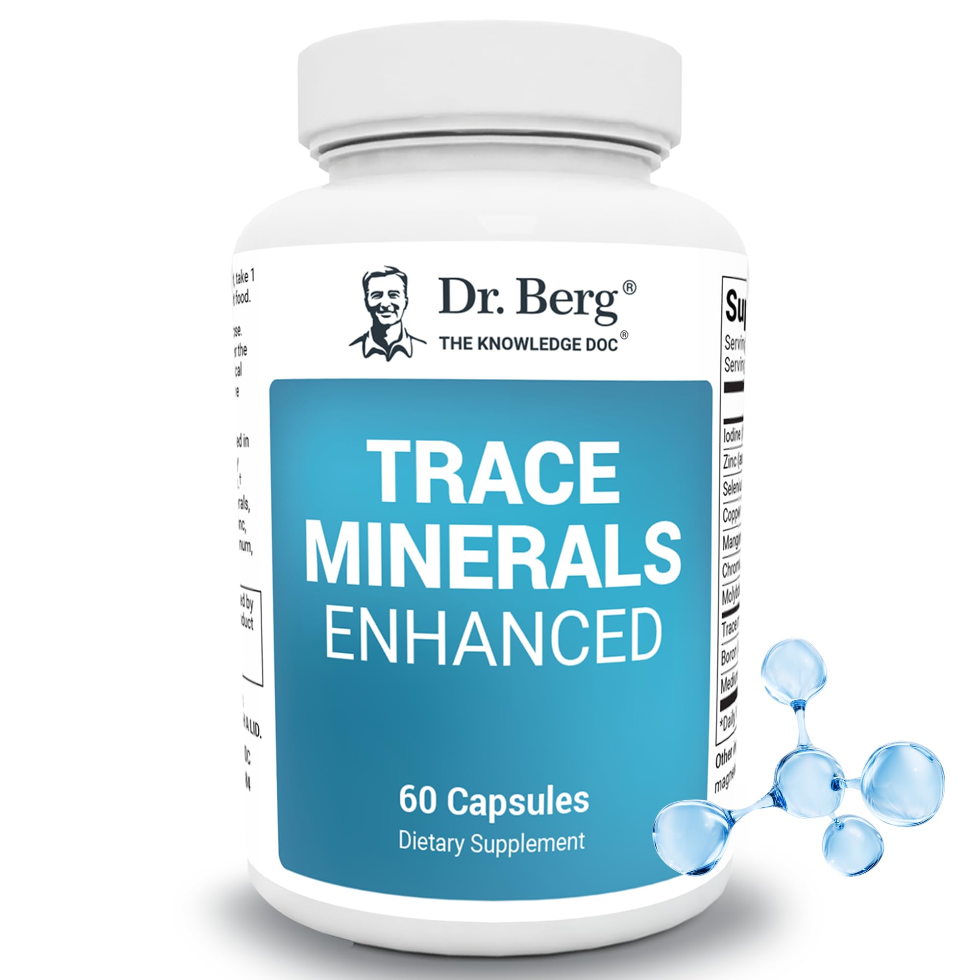 Dr. Berg Trace Minerals Enhanced Complex bottle on counter for daily mineral support