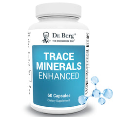 Dr. Berg Trace Minerals Enhanced Complex bottle on counter for daily mineral support