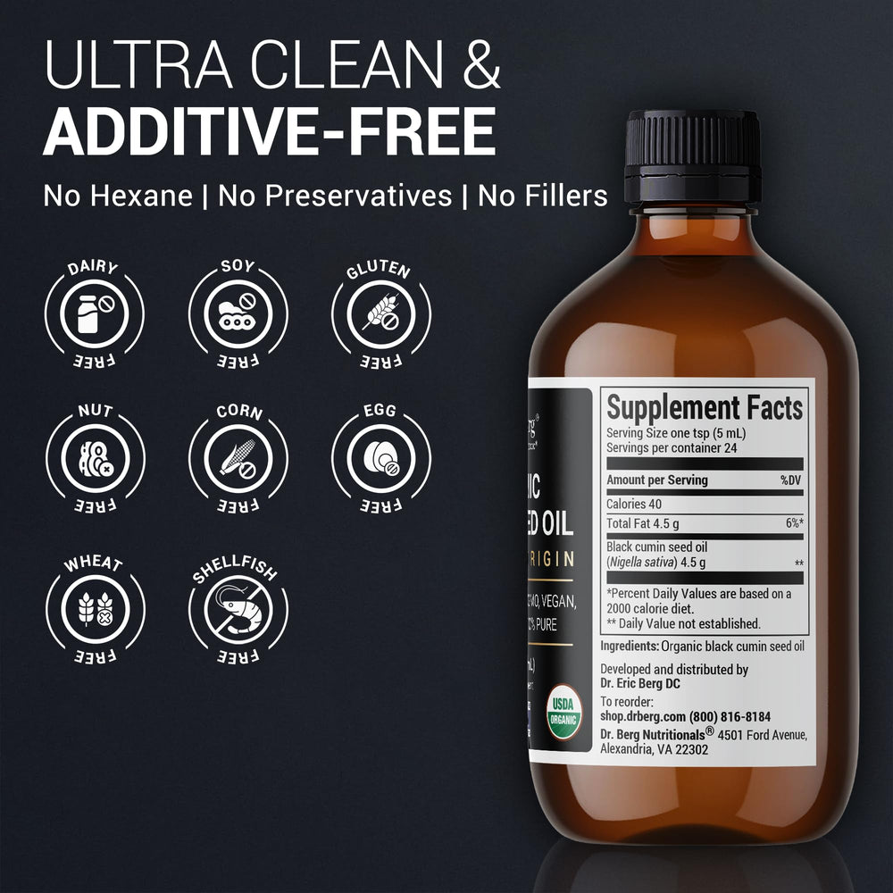 USDA Organic and Halal certification label close-up for Dr. Berg Oil