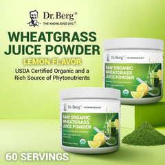Dr. Berg Wheatgrass powder tray: vibrant greens to mix.