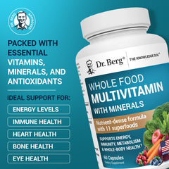 Dr. Berg Whole Food Multivitamin ingredients label highlights diverse nutrient sources