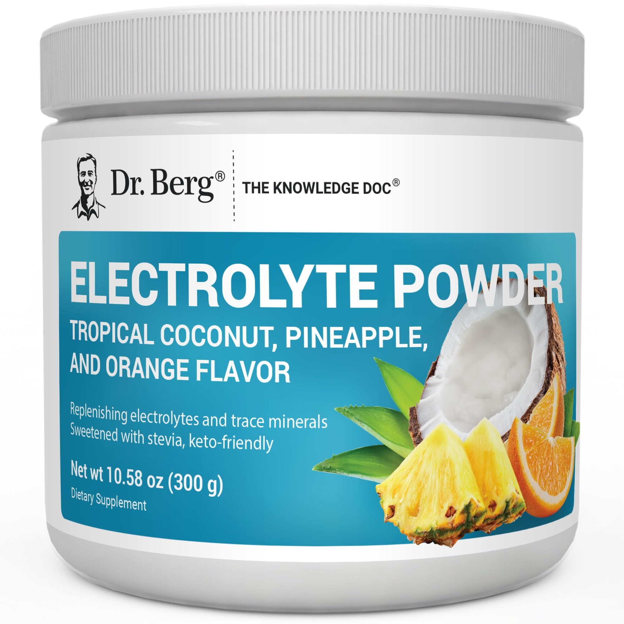 Dr. Berg Zero Sugar Hydration bottle front showing sugar-free electrolyte support
