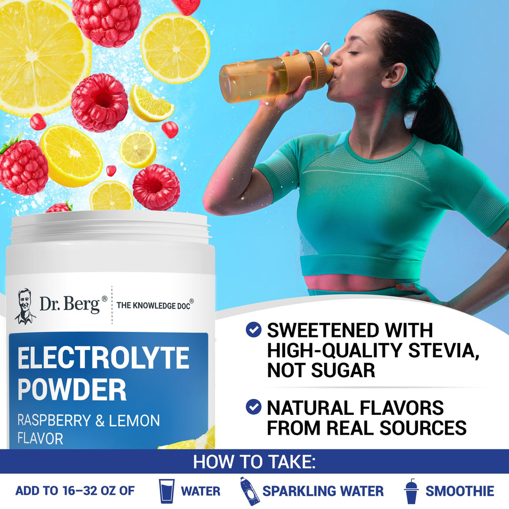 Dr. Berg Zero Sugar Hydration flavor-raspberry-lemon conveys fruity refreshment