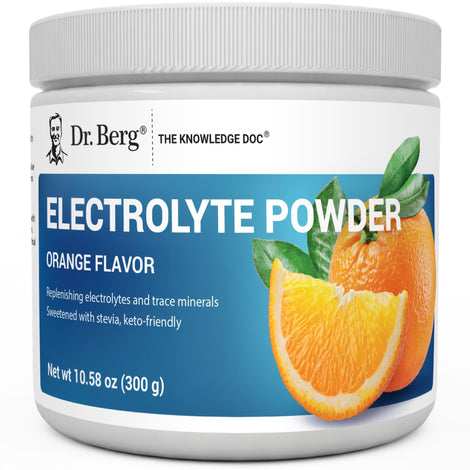 Dr. Berg Zero Sugar hydration orange bottle pours for keto-friendly hydration