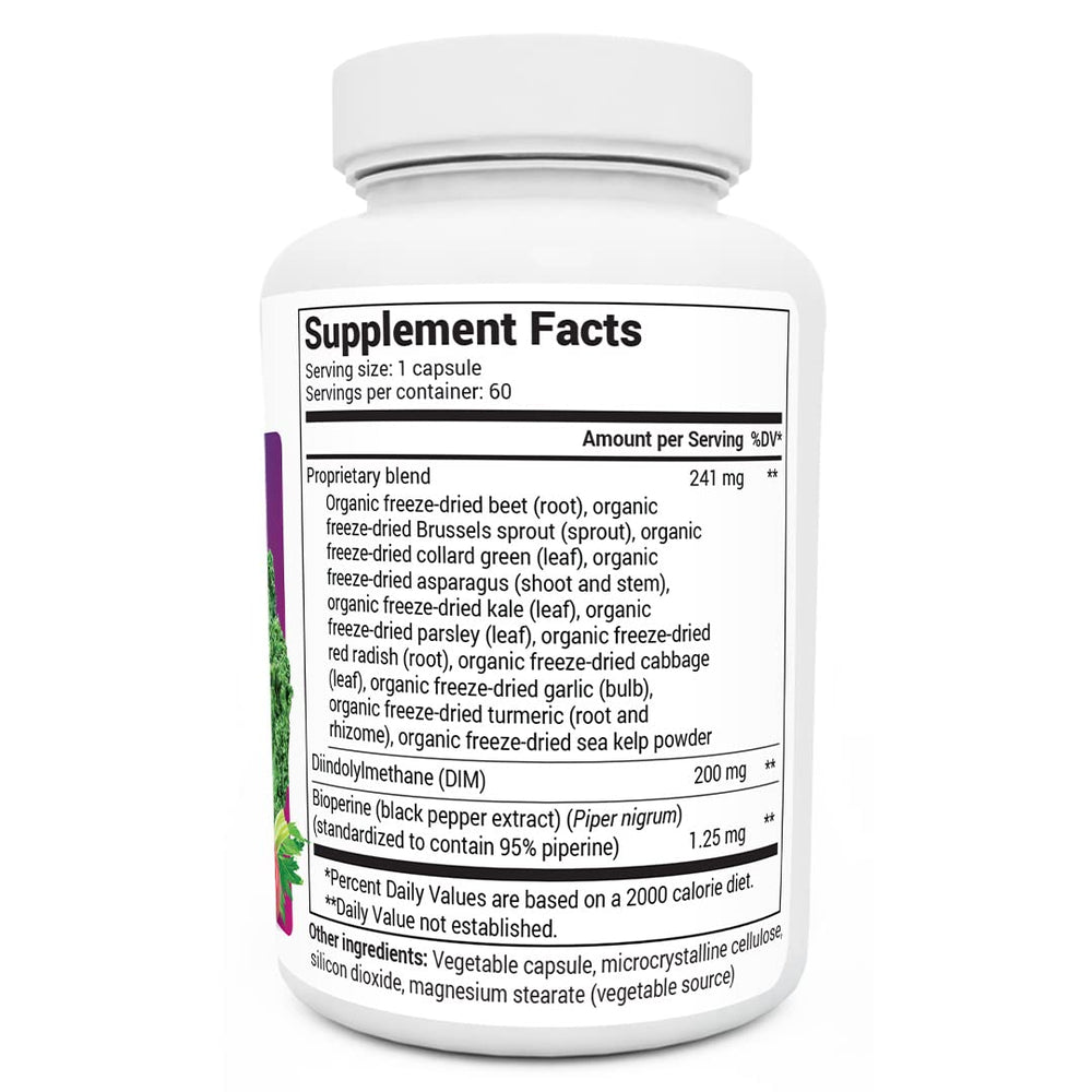 Closeup of Dr. Berg's DIM capsules for easy daily wellness.