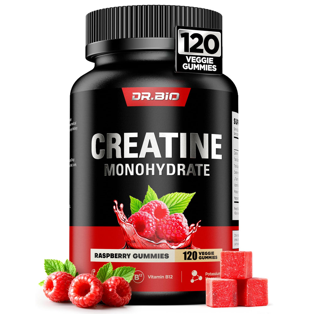 DR.BIO Instant Boost Creatine Gummies bottle showing 5g per serving for clean energy