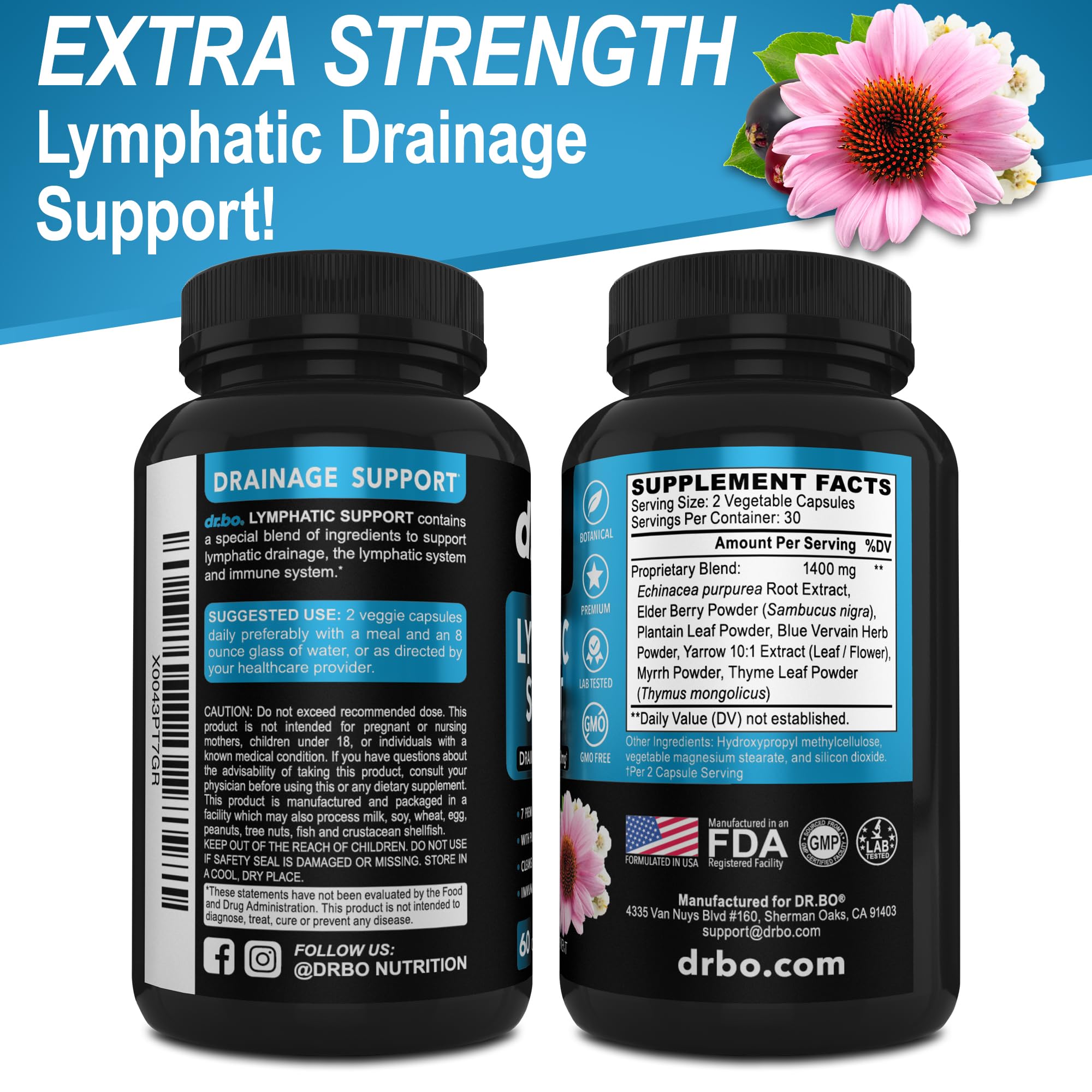 DR. BO 7-herbs lymph cleanse formula highlighting natural detox benefits.