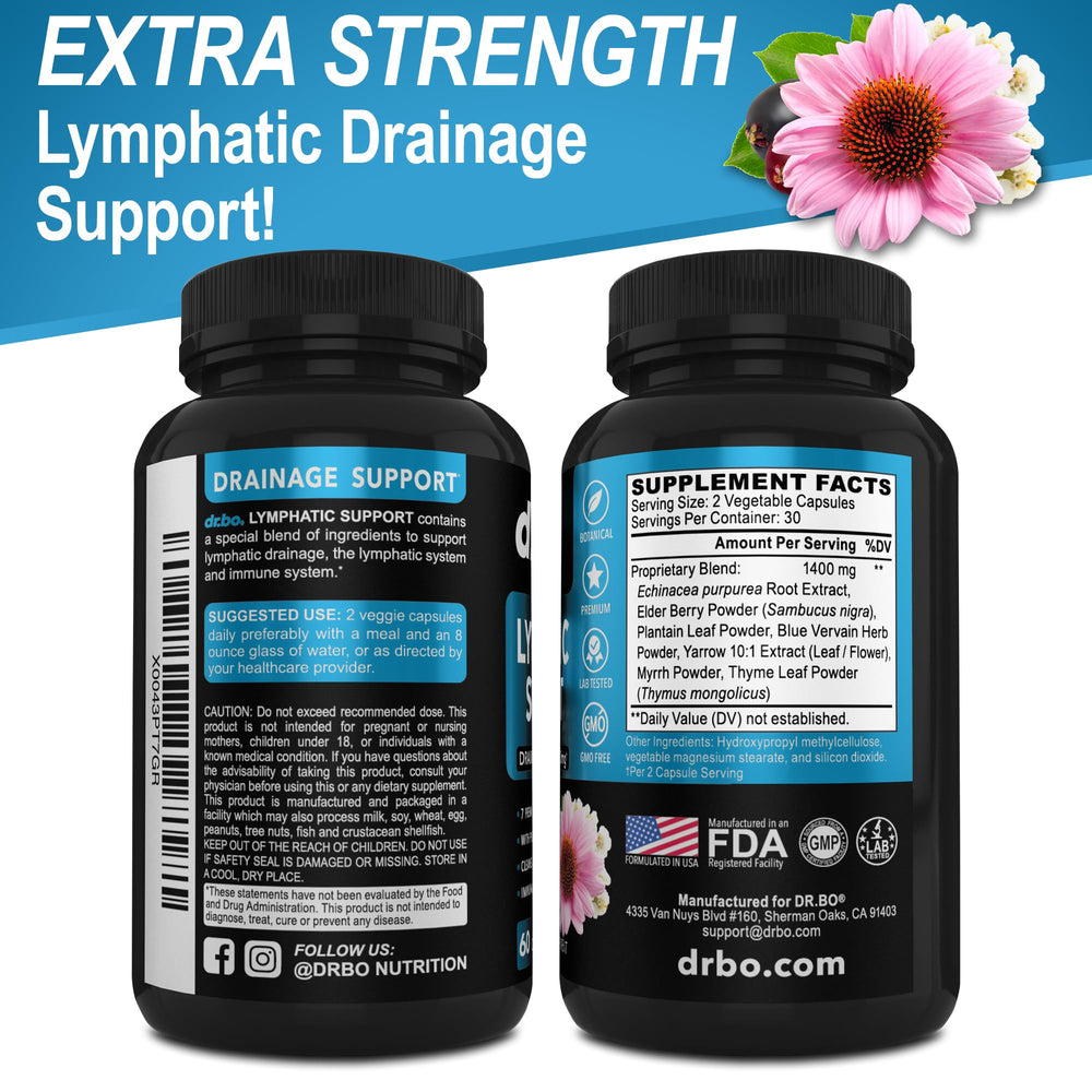 DR. BO 7-herbs lymph cleanse formula highlighting natural detox benefits.