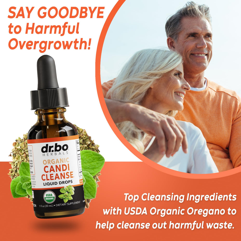 DR. BO Candi Cleanse label reveals organic ingredients and extra strength formula.