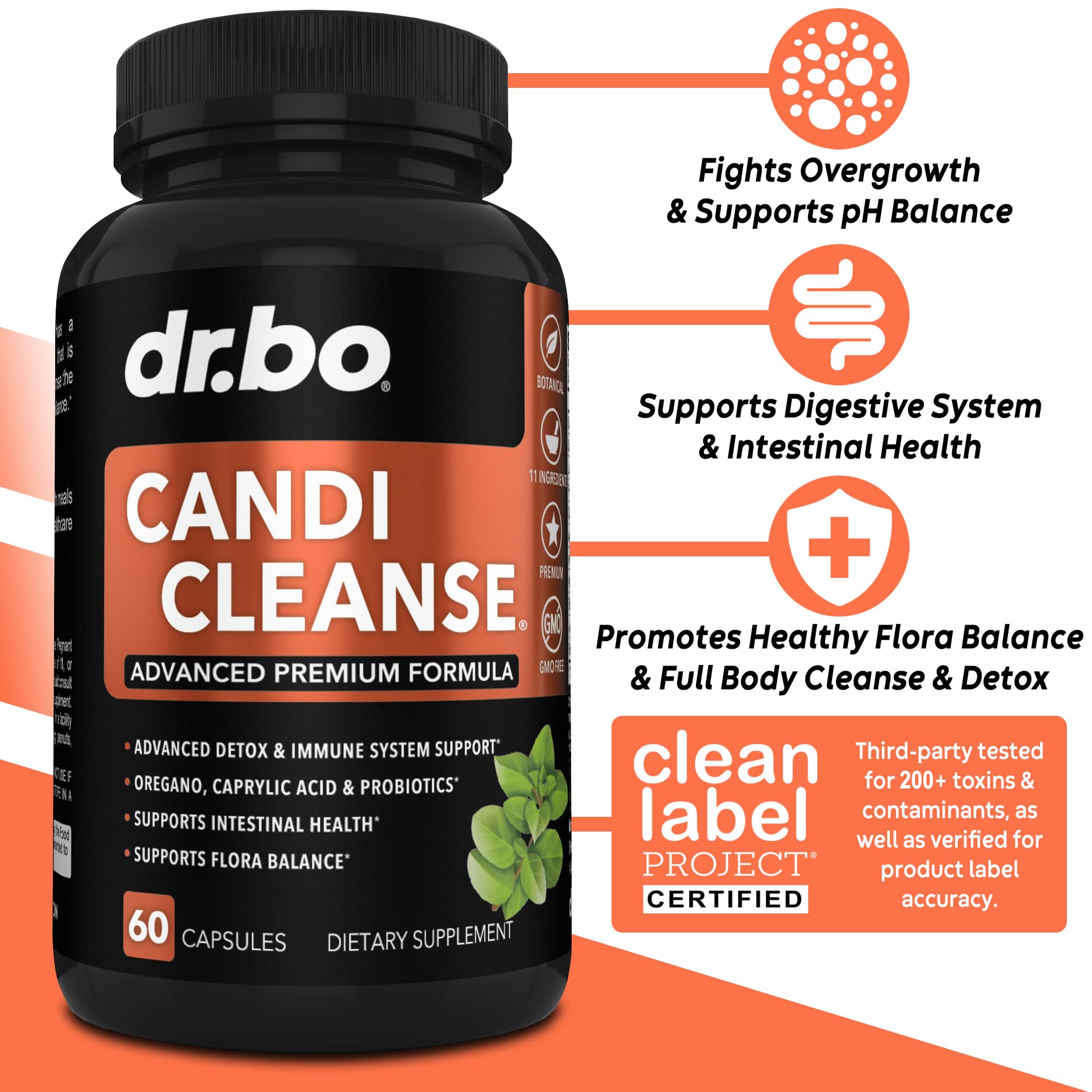 DR. BO Candi Cleanse pills closeup highlighting high potency blend