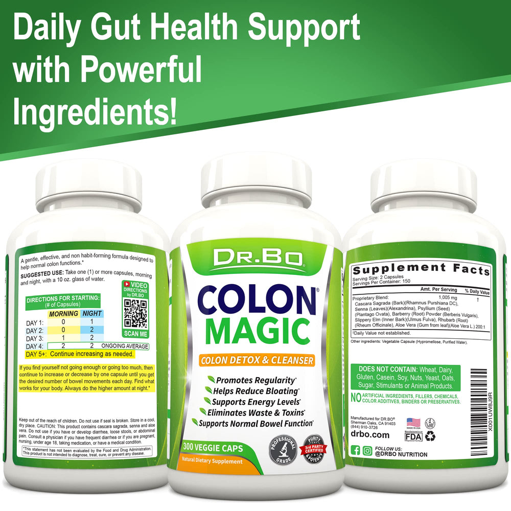 DR. BO Colon Cleanse label detail featuring the herbal detox blend.