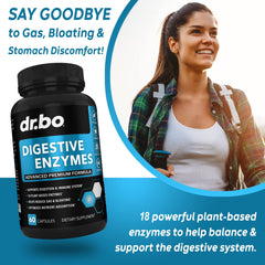 DR. BO Digestive Enzymes packaging on shelf signals USA-made quality