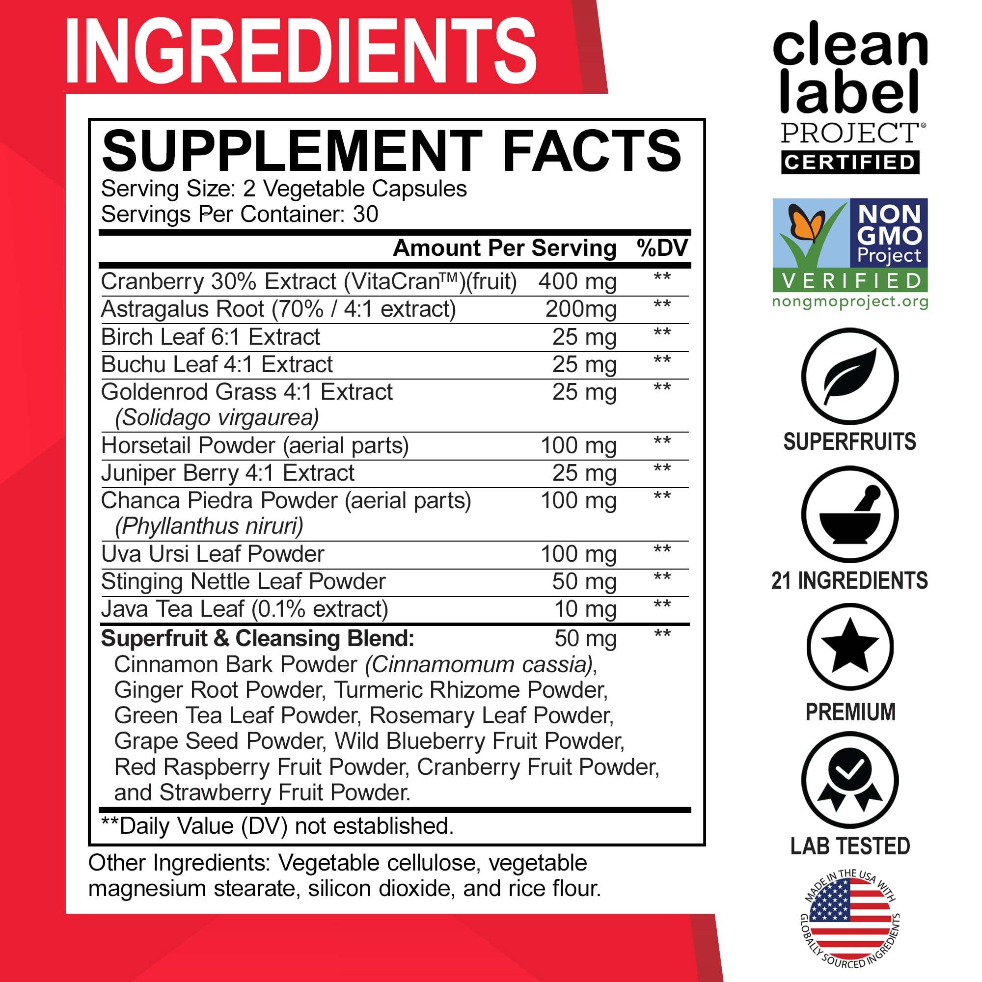 Uva ursi leaves show urinary tract support in the formula