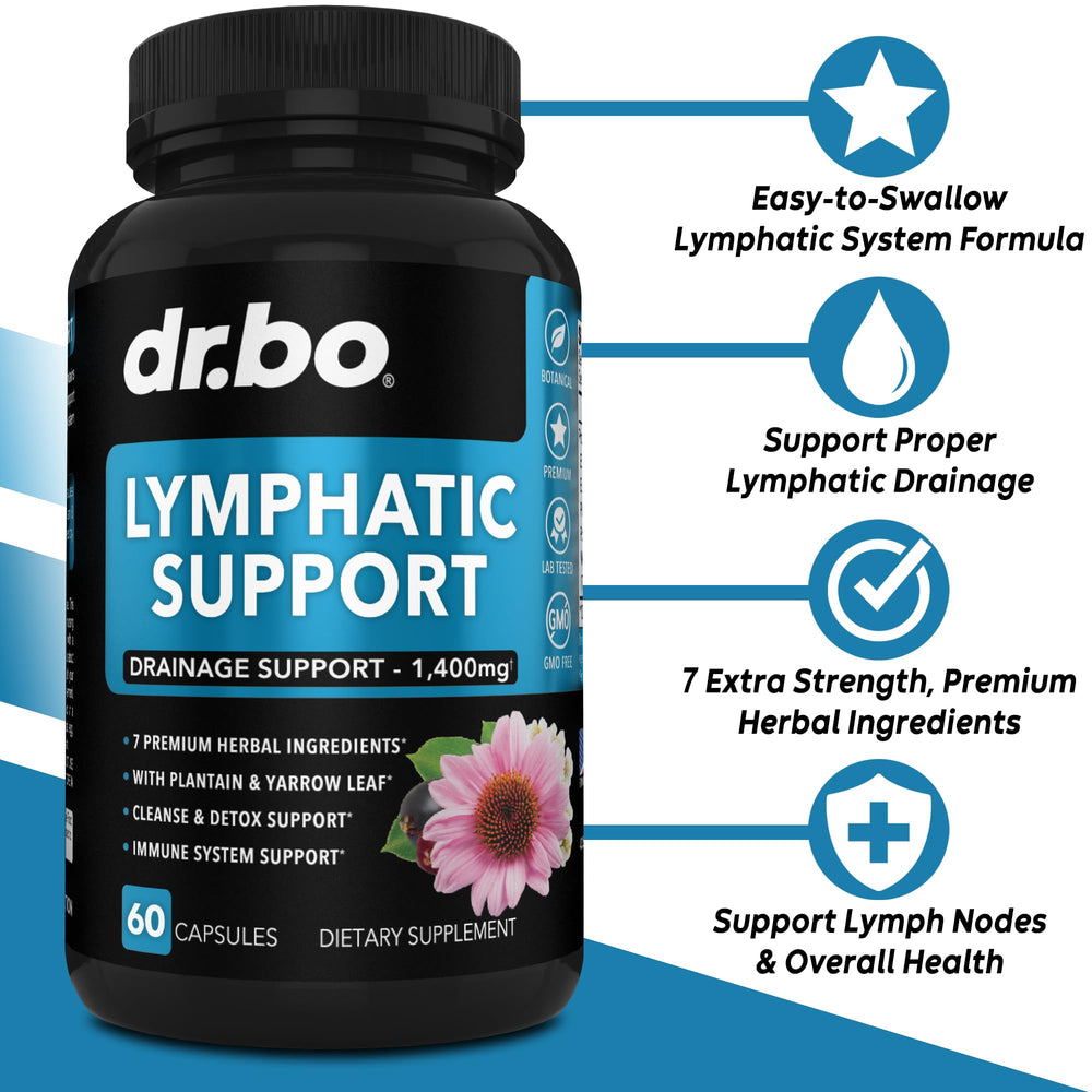 DR. BO Lymph system support capsules showing convenient daily use.