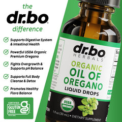 DR. BO Oregano Oil olive oil base ensures smooth drops for dilution.