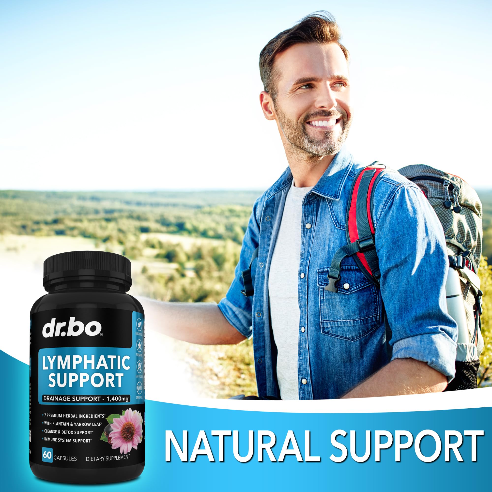 DR. BO packaging front view highlighting compact bottle for on-the-go.