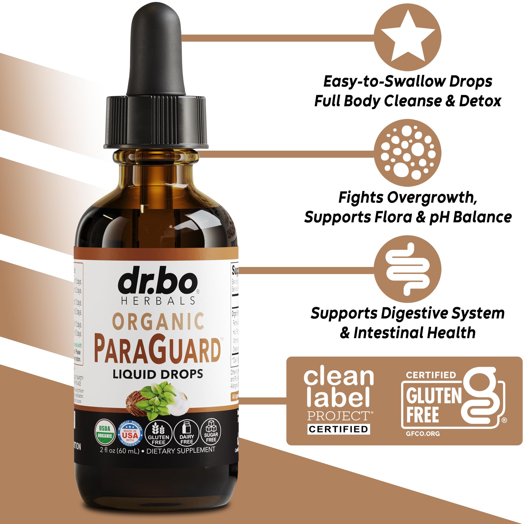 DR. BO ParaGuard label close-up showing organic herbal blend