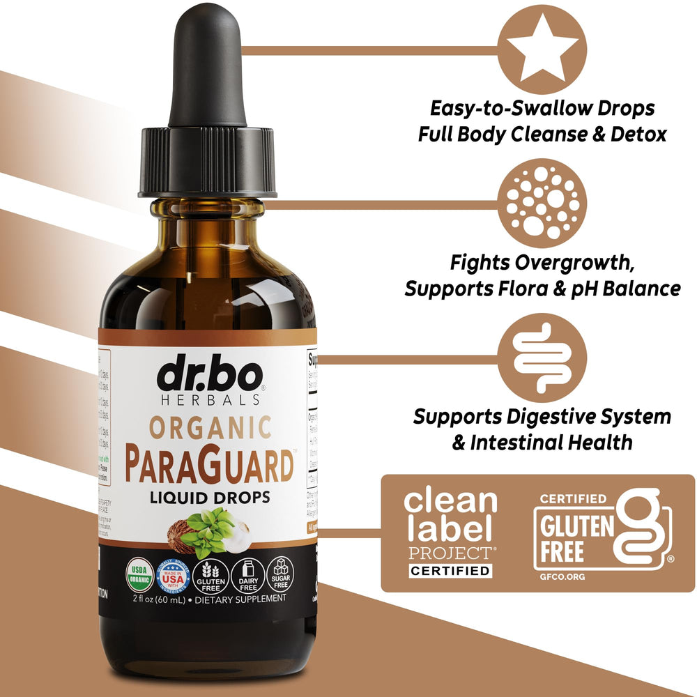 DR. BO ParaGuard label close-up showing organic herbal blend