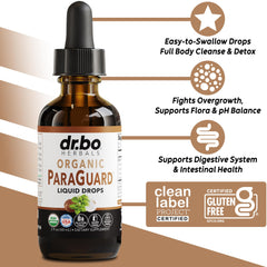 DR. BO ParaGuard label close-up showing organic herbal blend