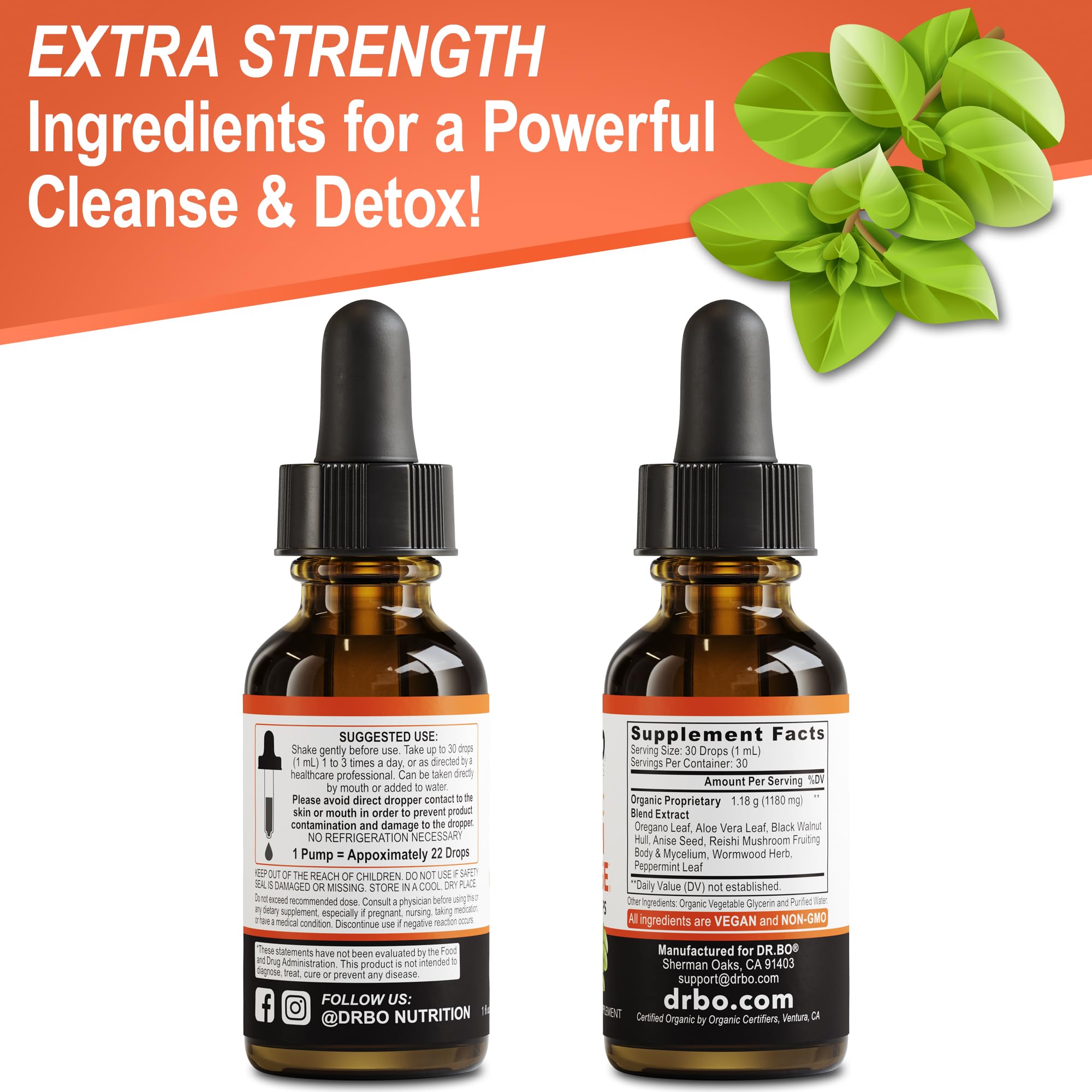 DR. BO Supplement packaging communicates a complete detox solution.
