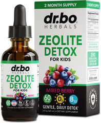DR. BO Zeolite Drops bottle front for kids, berry flavor