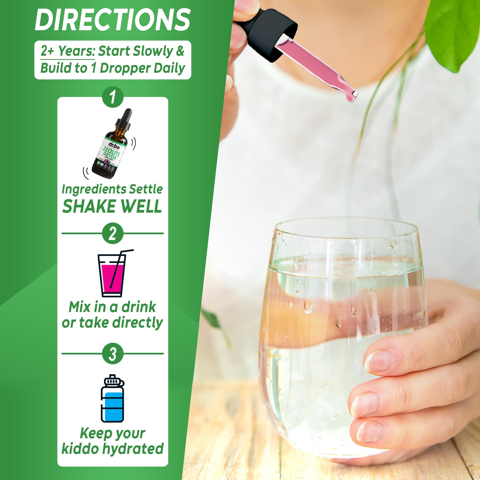 Drops in water to mix easily for mornings