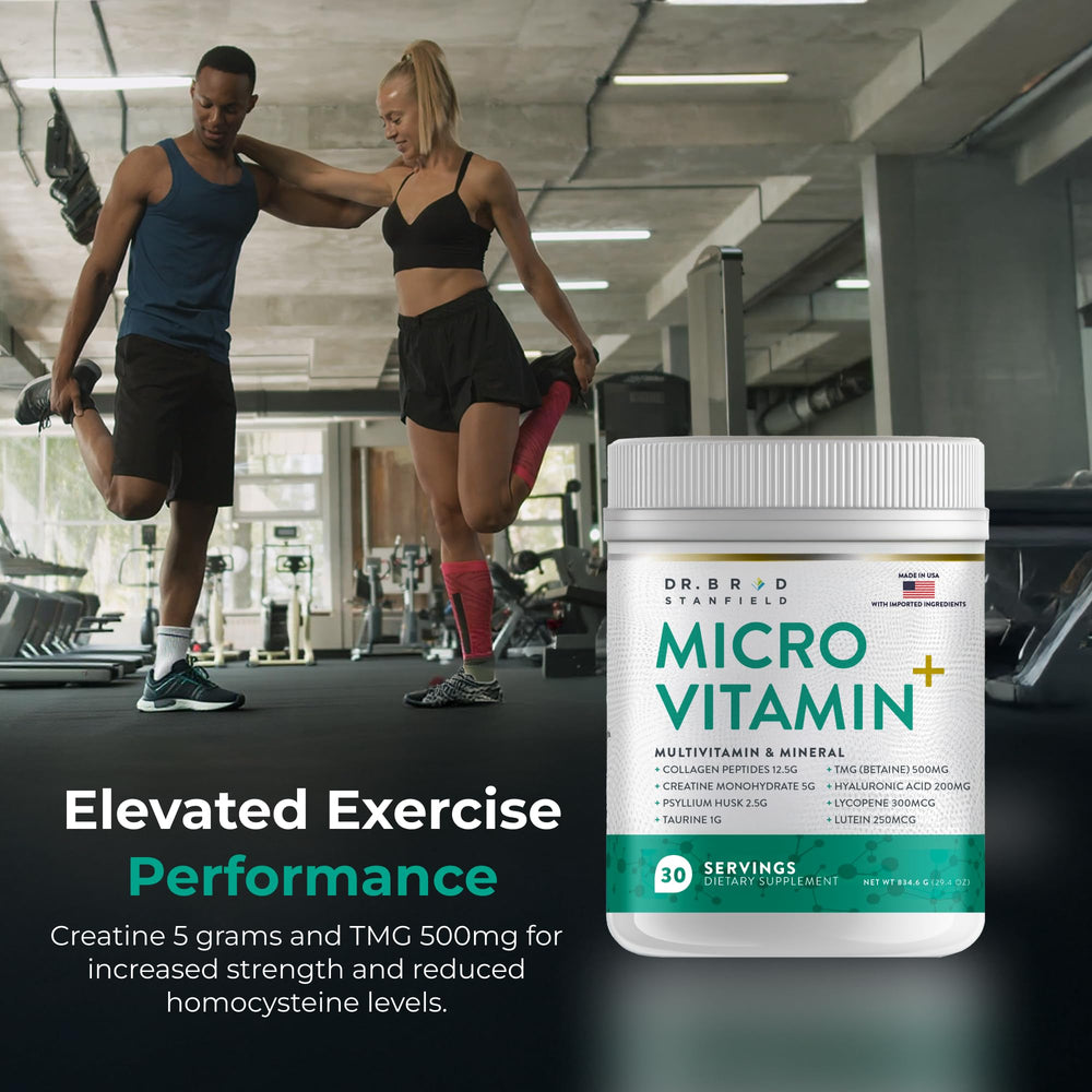 Close-up of Dr Brad Stanfield MicroVitamin+ ingredients highlighting collagen peptides.
