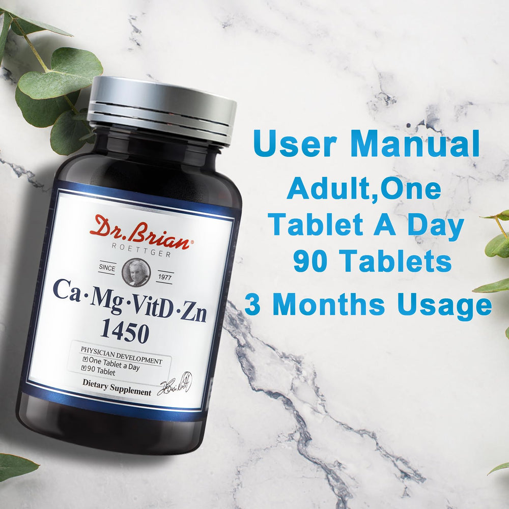 DR.BRIAN calcium supplement bottle with dosage information for intake planning.