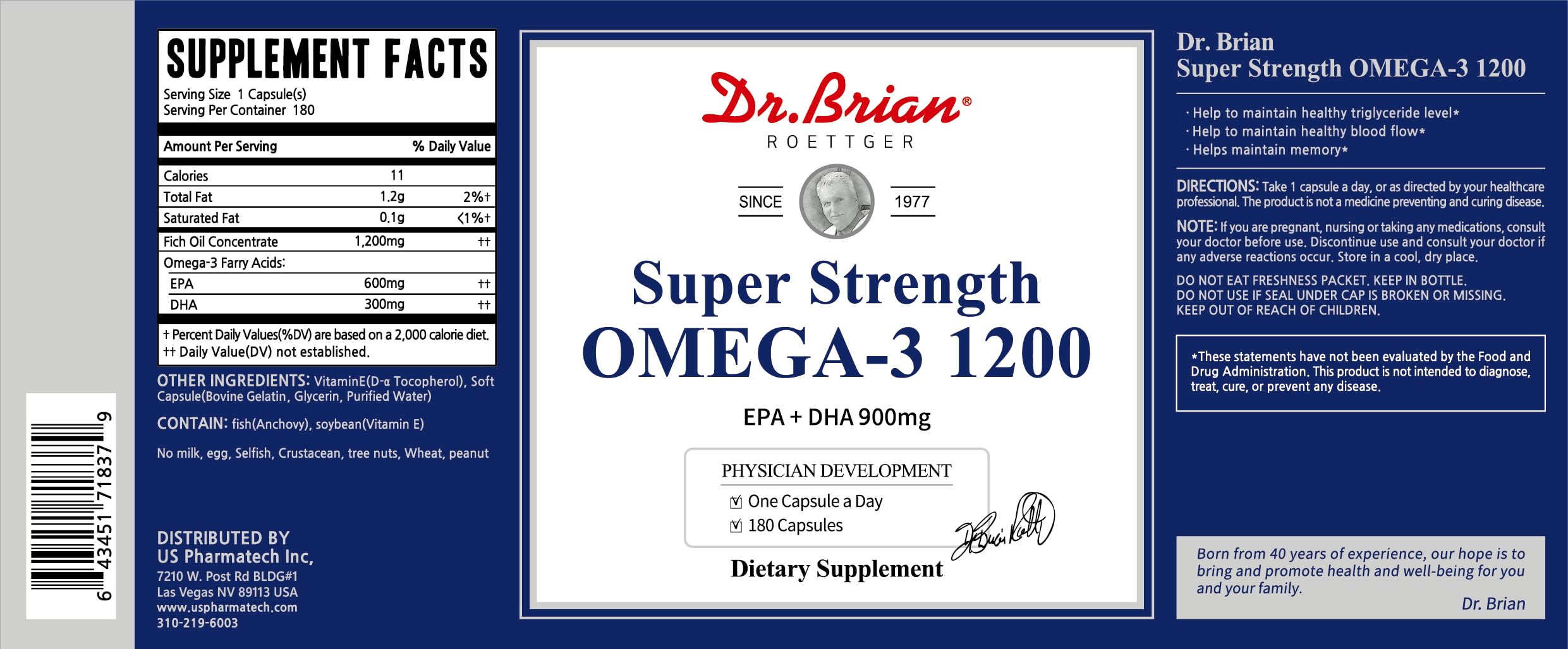 DR.BRIAN Omega 3 180-day supply for long-term use.