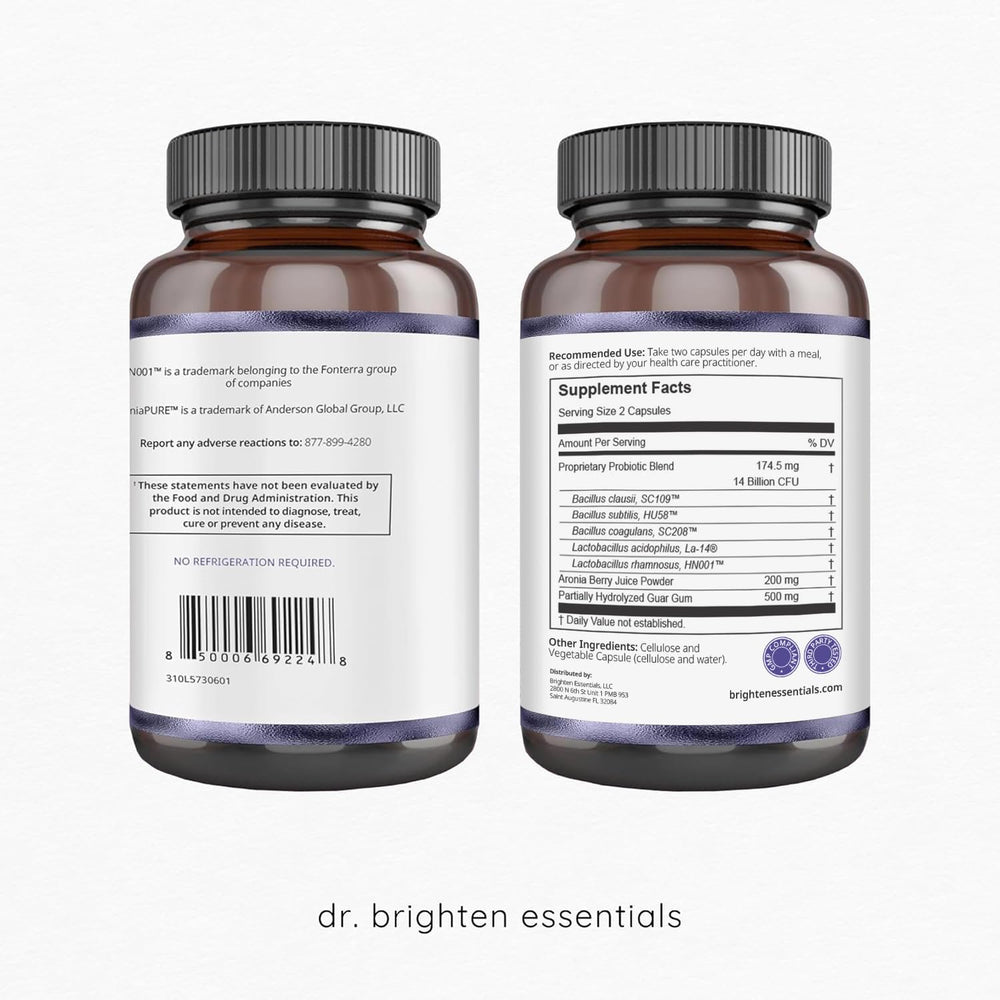 Dr. Brighten Women’s Probiotic label front emphasizing feminine microbiome health