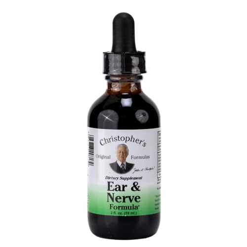 Dr Christopher's Ear and Nerve bottle closeup—supports natural ear balance.
