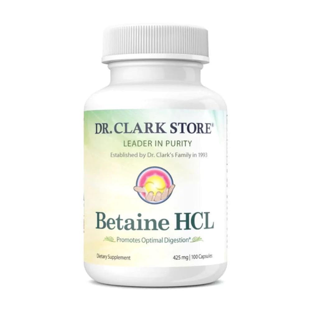 Dr Clark Betaine HCL Digestive Enzymes bottle front for meal support