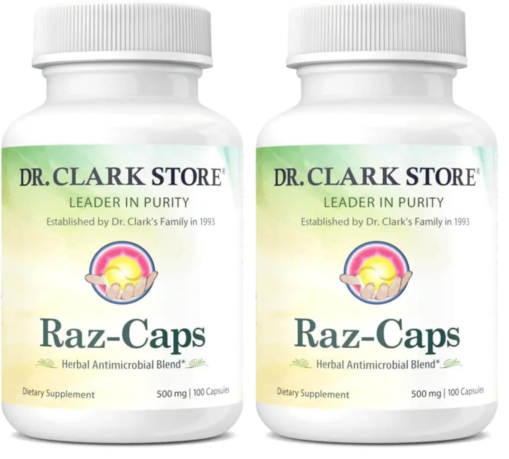 Dr Clark Raz-Caps bottle front view for convenient daily immune support
