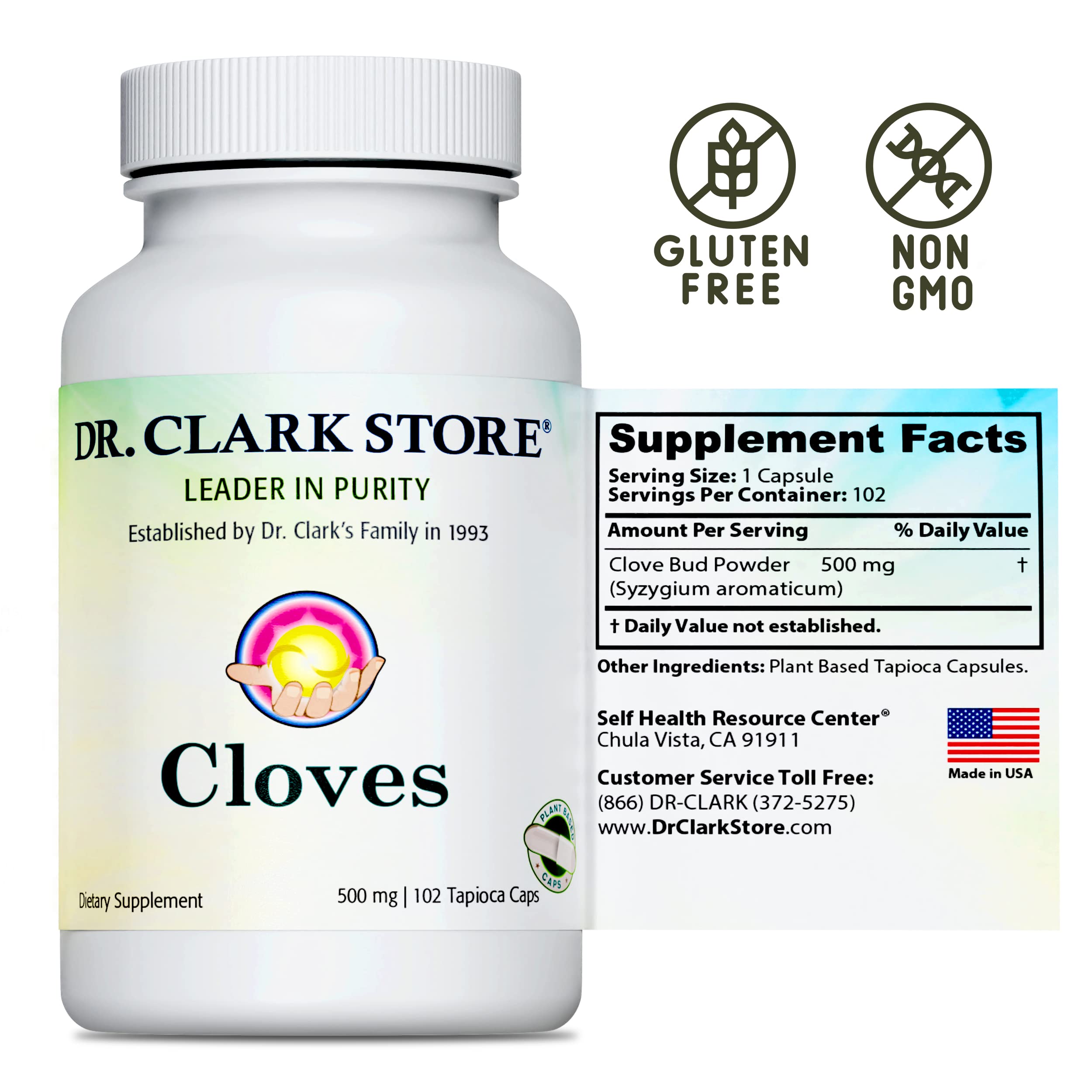 Dr Clark Store cloves bottle label detail conveys product quality