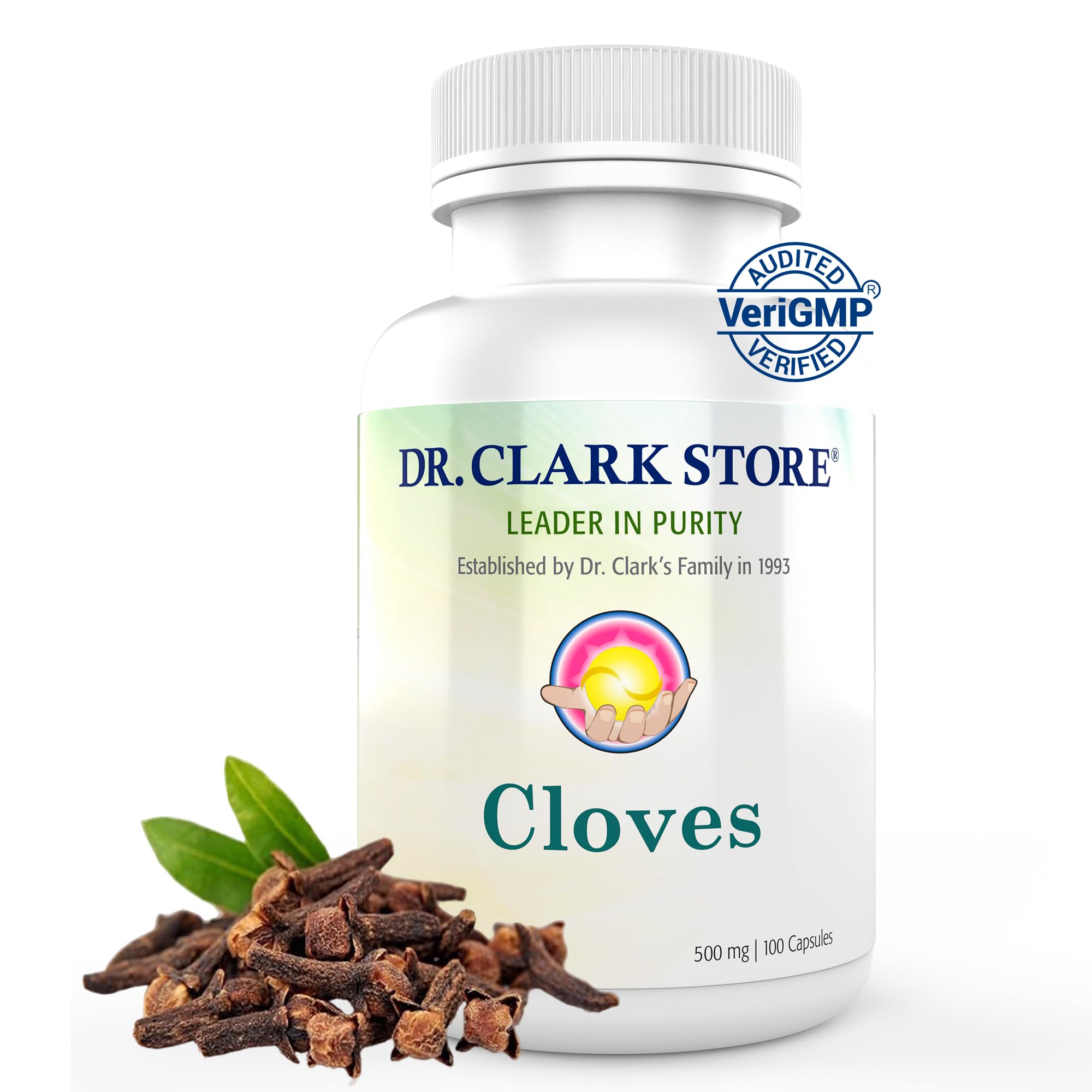 Dr Clark Store cloves bottle pouring capsules for digestive wellness
