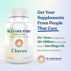 Dr Clark Store clove capsules close-up showing natural ingredients