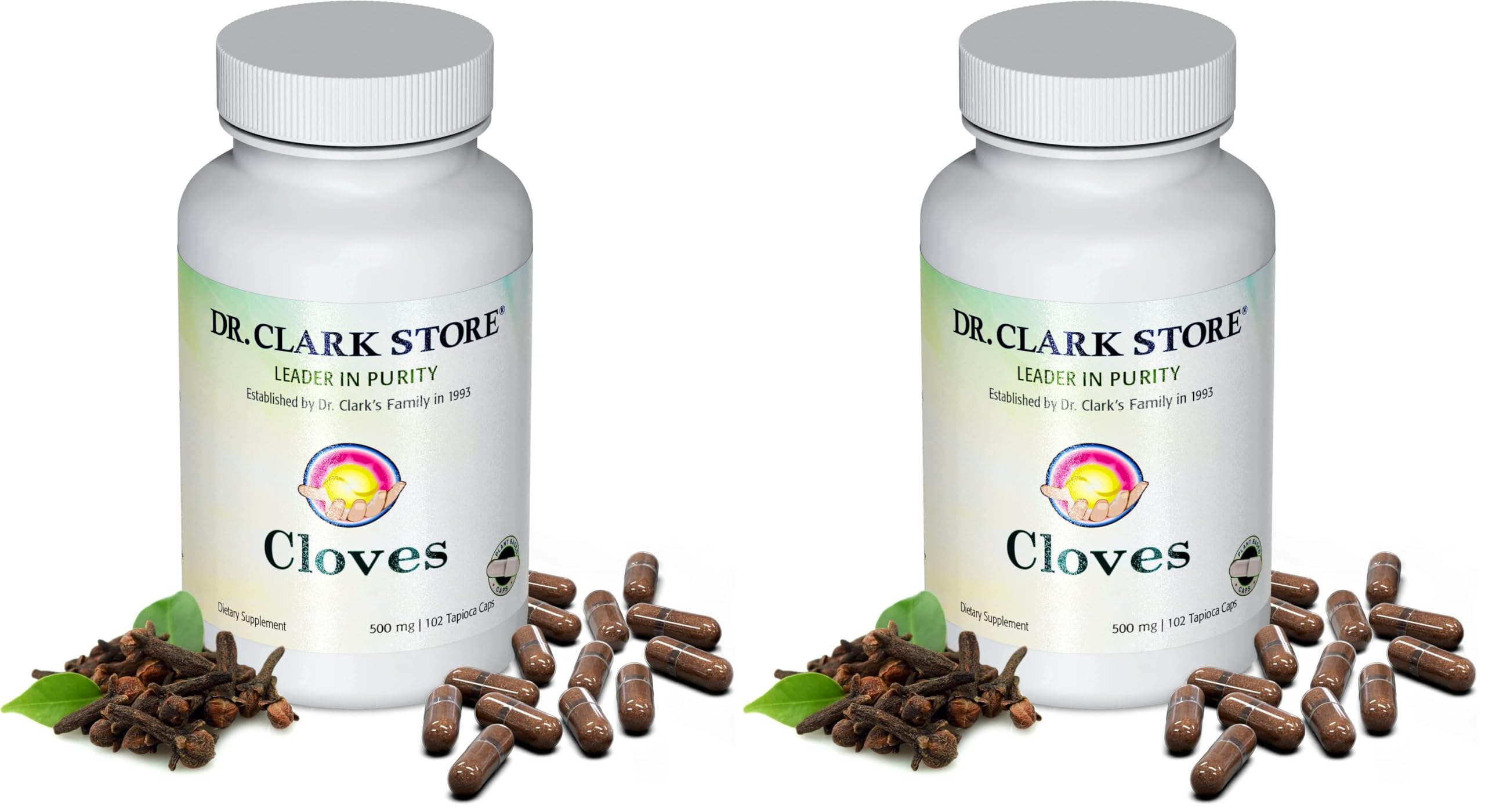 Dr Clark Store cloves dietary supplement bottle promotes daily digestive support