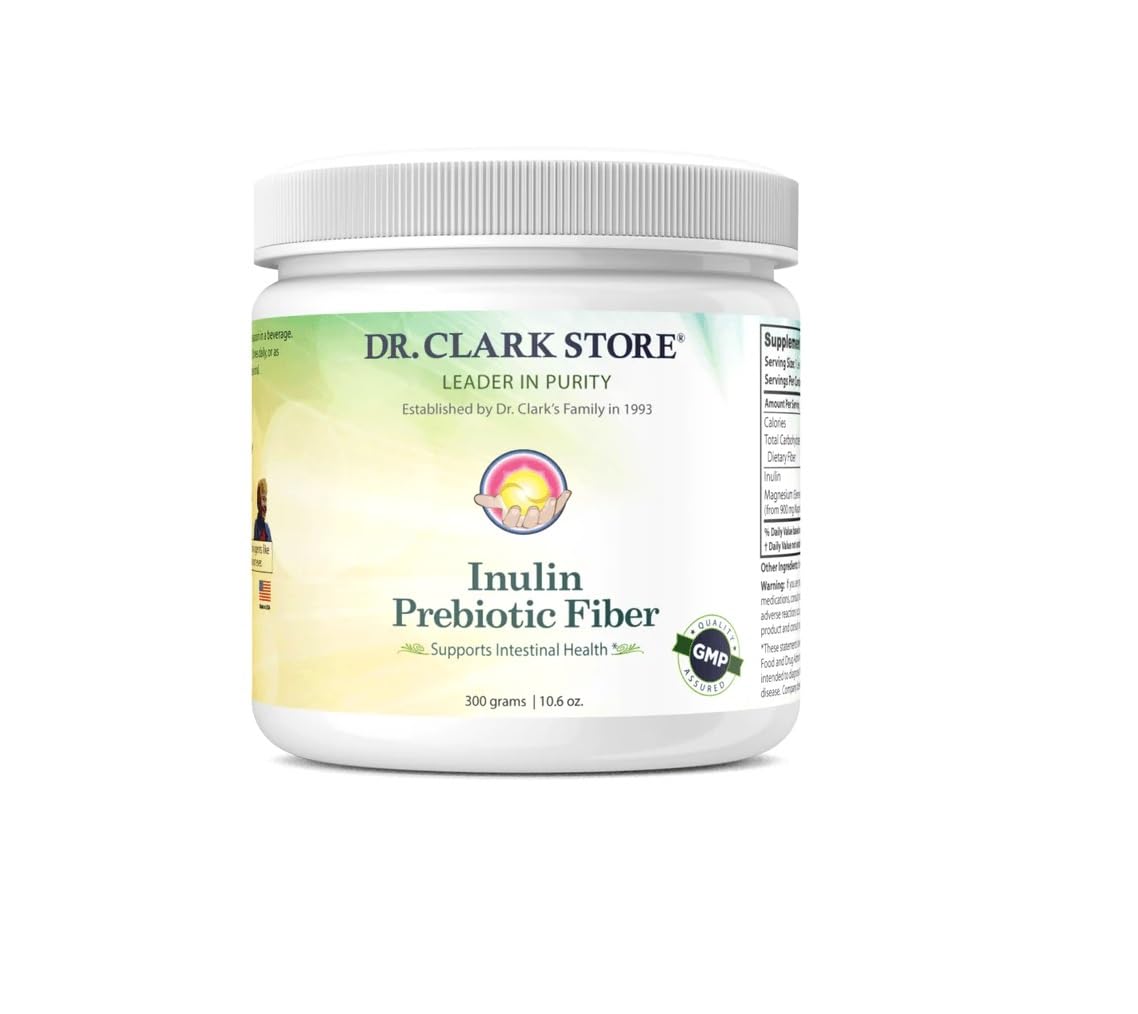 Dr Clark Store Inulin Powder packaging highlights premium prebiotic fiber.