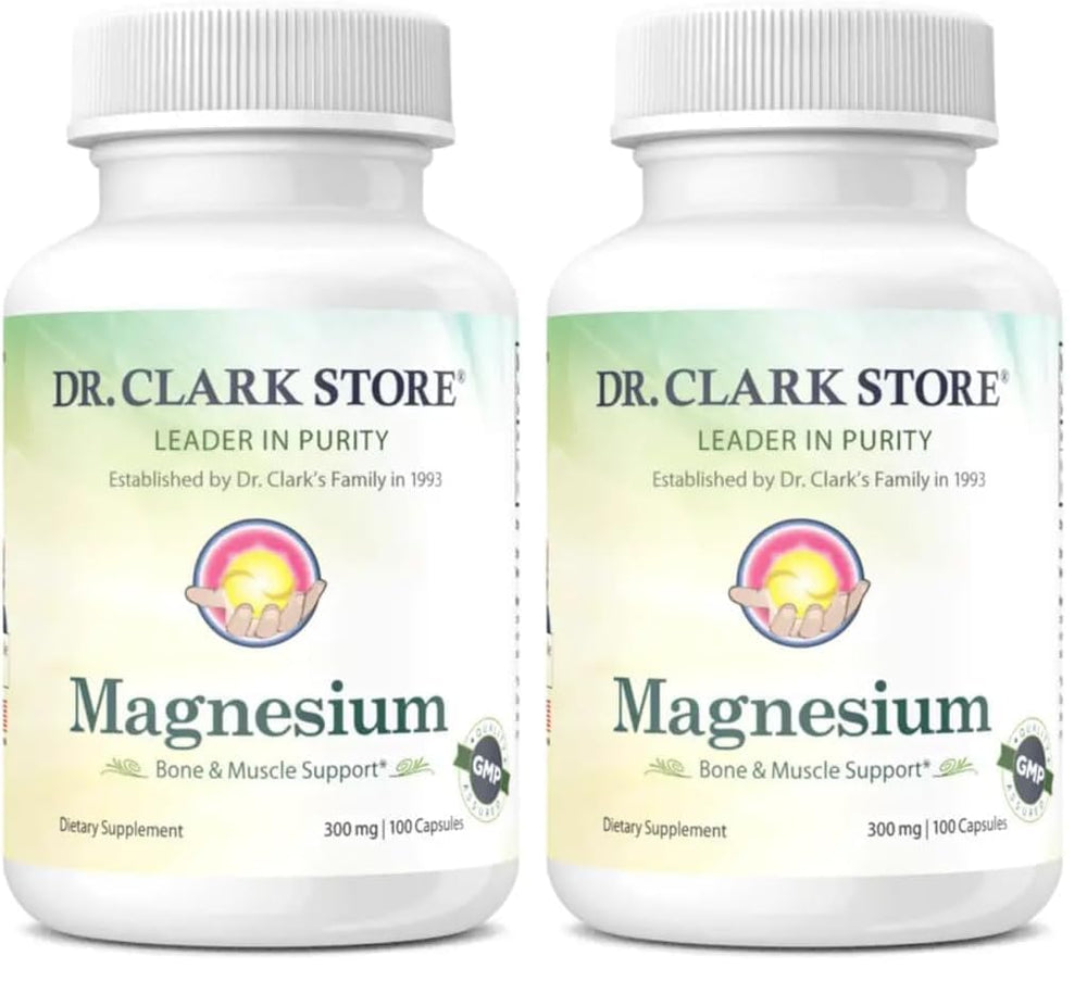 Dr Clark Store magnesium oxide supplement bottle on shelf supports daily wellness.