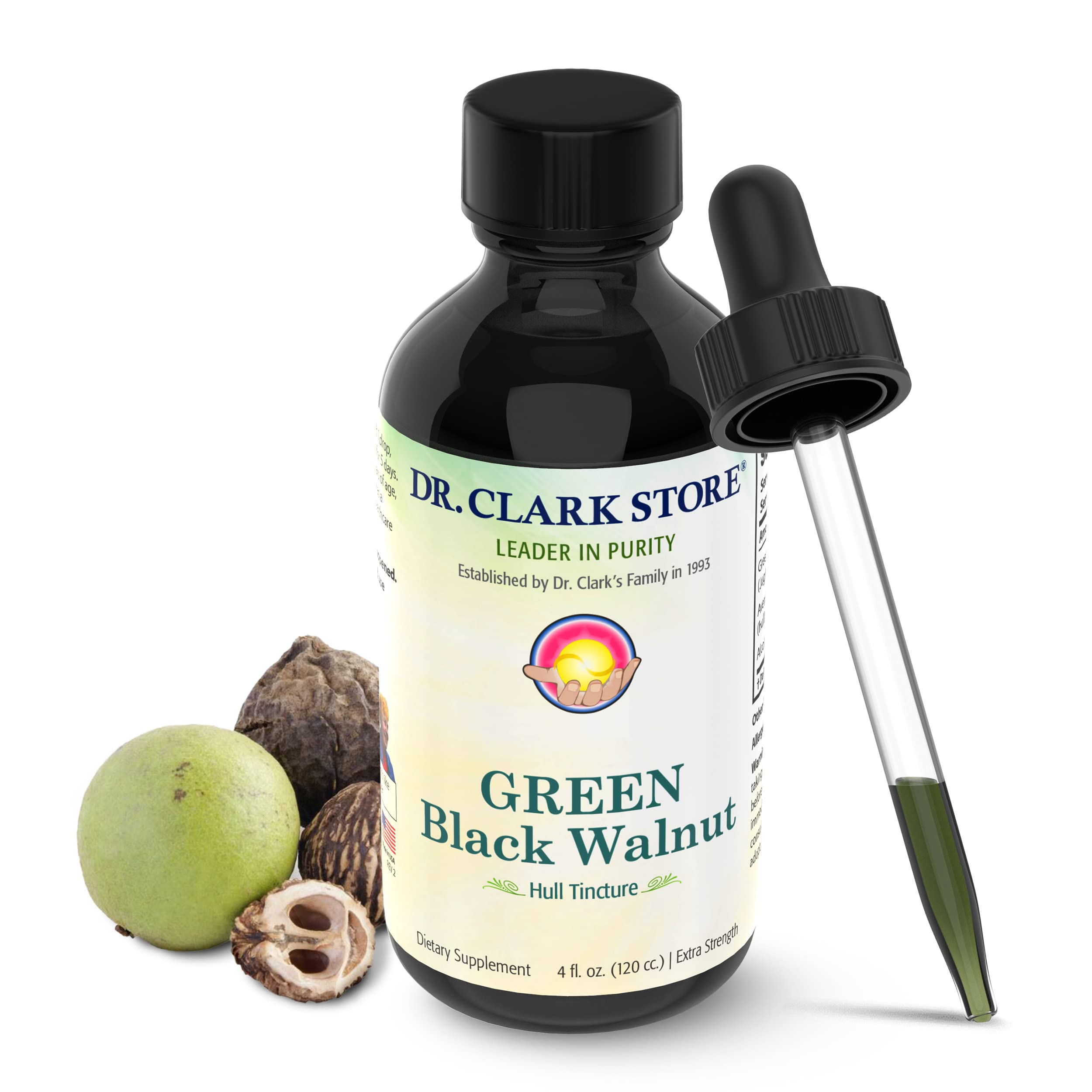 Dr Clark Store Original Green Walnut Hull Tincture bottle front view for daily use.