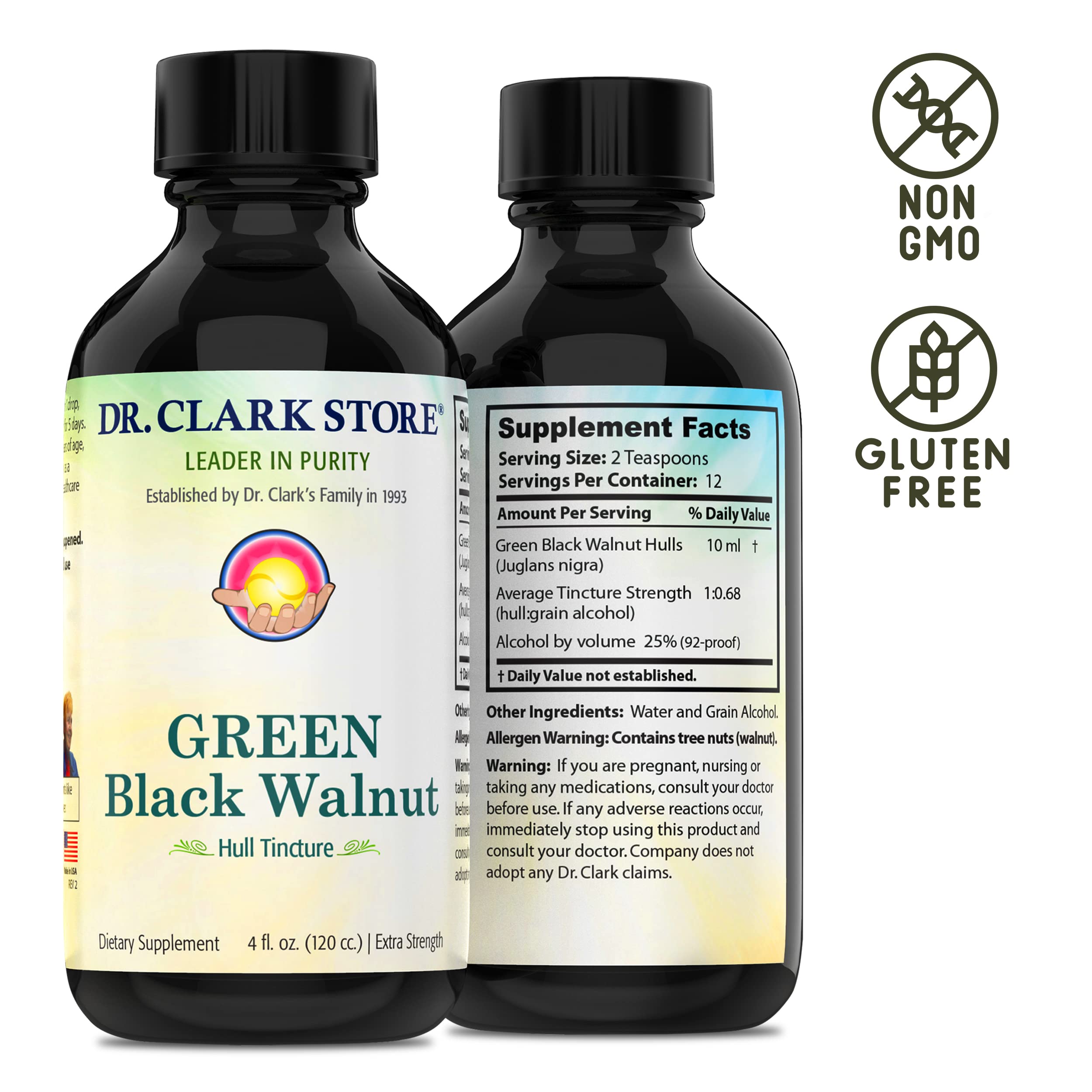 Dr Clark Store Original Green Walnut Hull Tincture dropper with measured drops for convenient use.